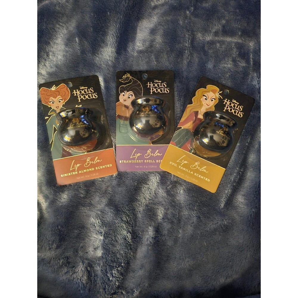 Disney's Hocus Pocus Sanderson Sisters Lip Balm Black Cauldron Halloween 3 pack
